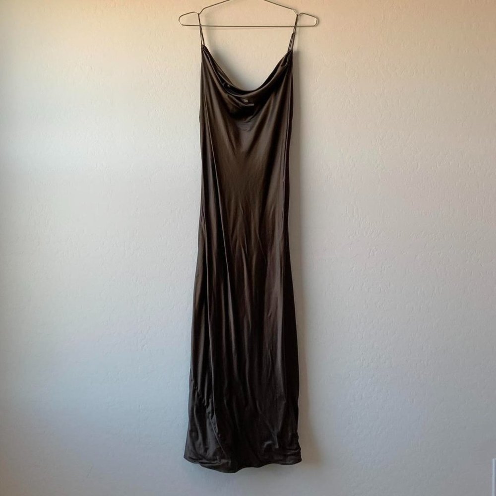 Vintage Victorias Secret Brown silk cowl neck maxi dress